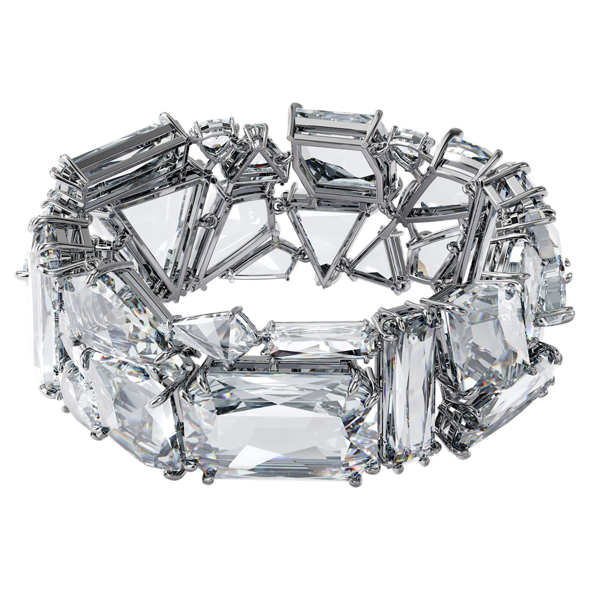 Swarovski Mesmera Bracelet, Oversized Crystals, White, Rhodium Plated